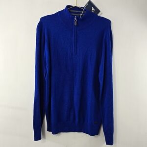Kangol Quarter Zip Sweater Mens Premium Super Soft NWT Royal Blue Mockneck NEW